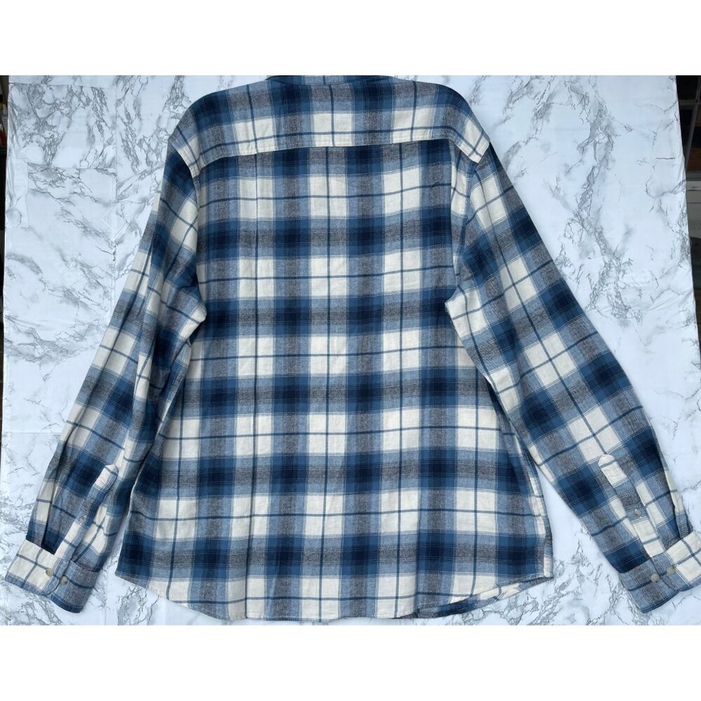 Sonoma Mens Blue & white Plaid Supersoft Flannel Shirt XL Standard Fit Cotton - Picture 2 of 7